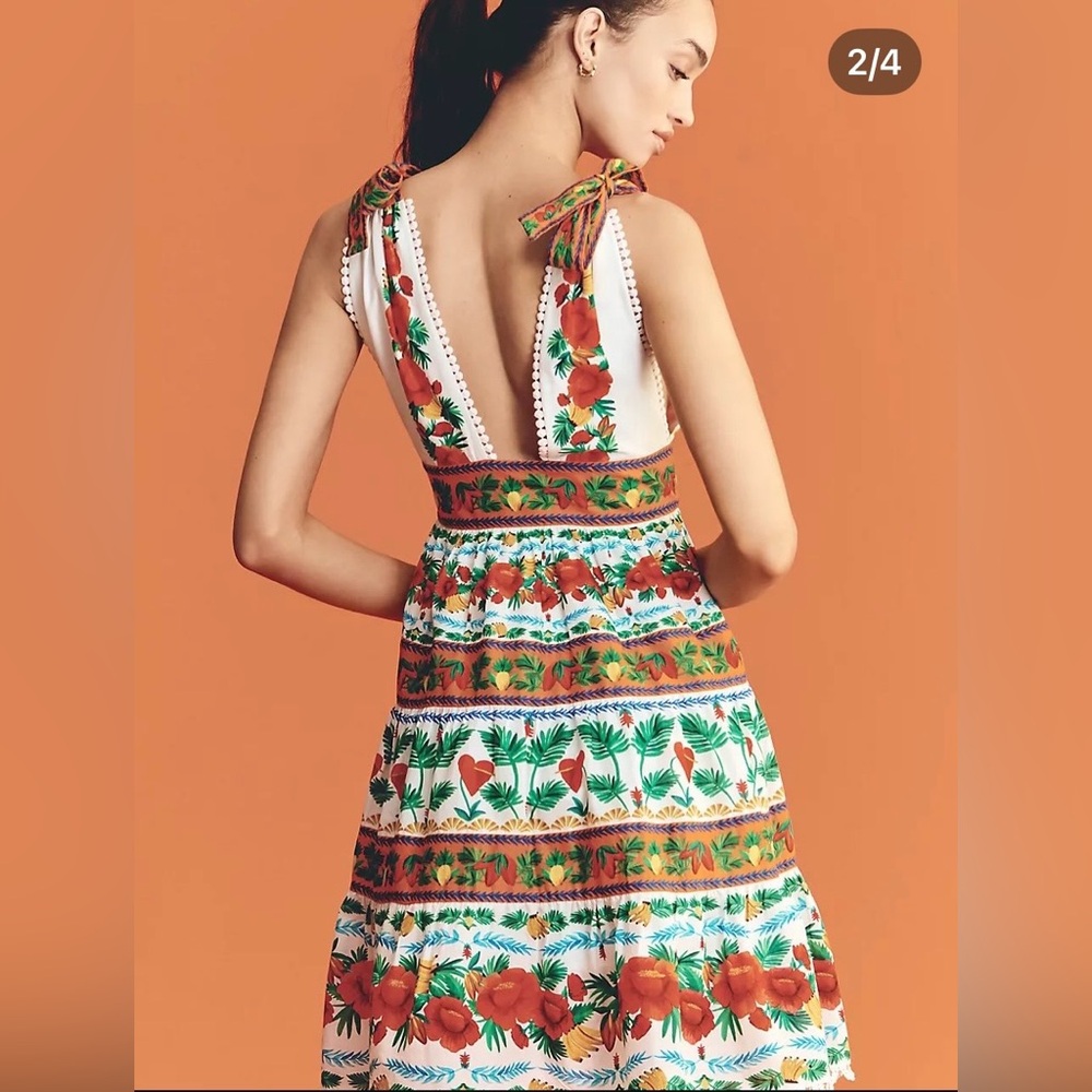 Farm Rio Tiered Mini Dress NWT - Picture 3 of 4